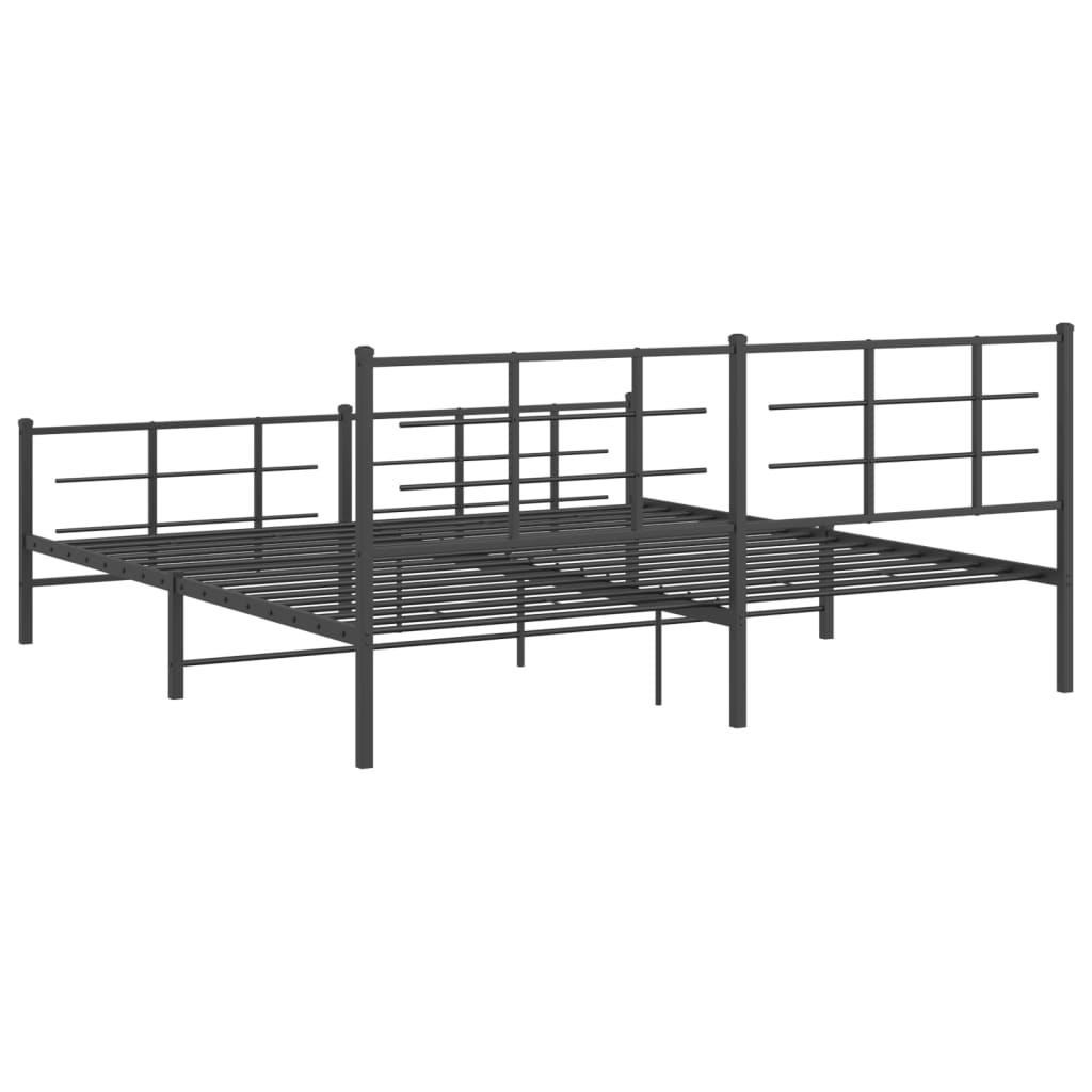 Metal Bed Frame without Mattress with Footboard Black 76"x79.9"