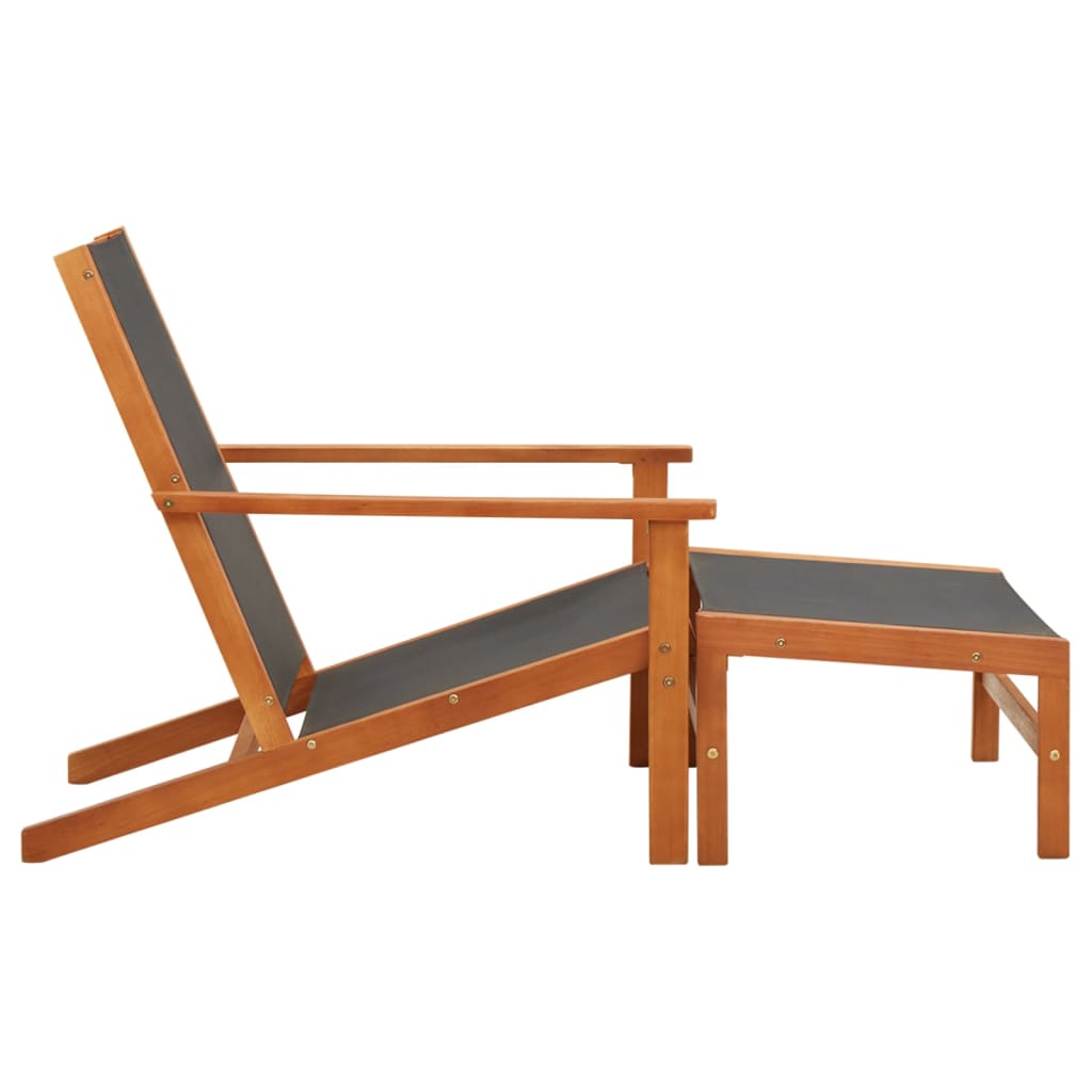 Patio Chair with Footrest Solid Eucalyptus Wood and Textilene