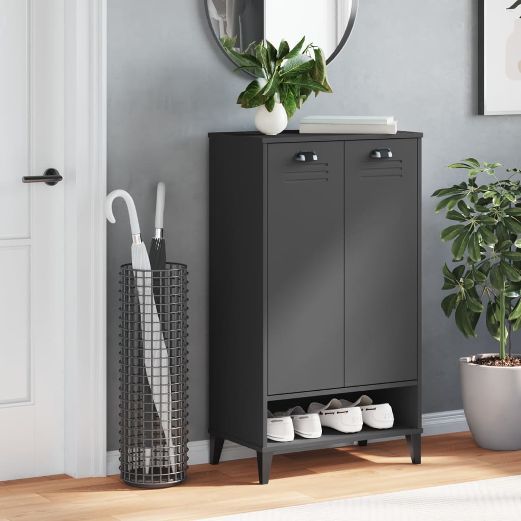 Shoe Cabinet VIKEN Anthracite Gray Engineered Wood