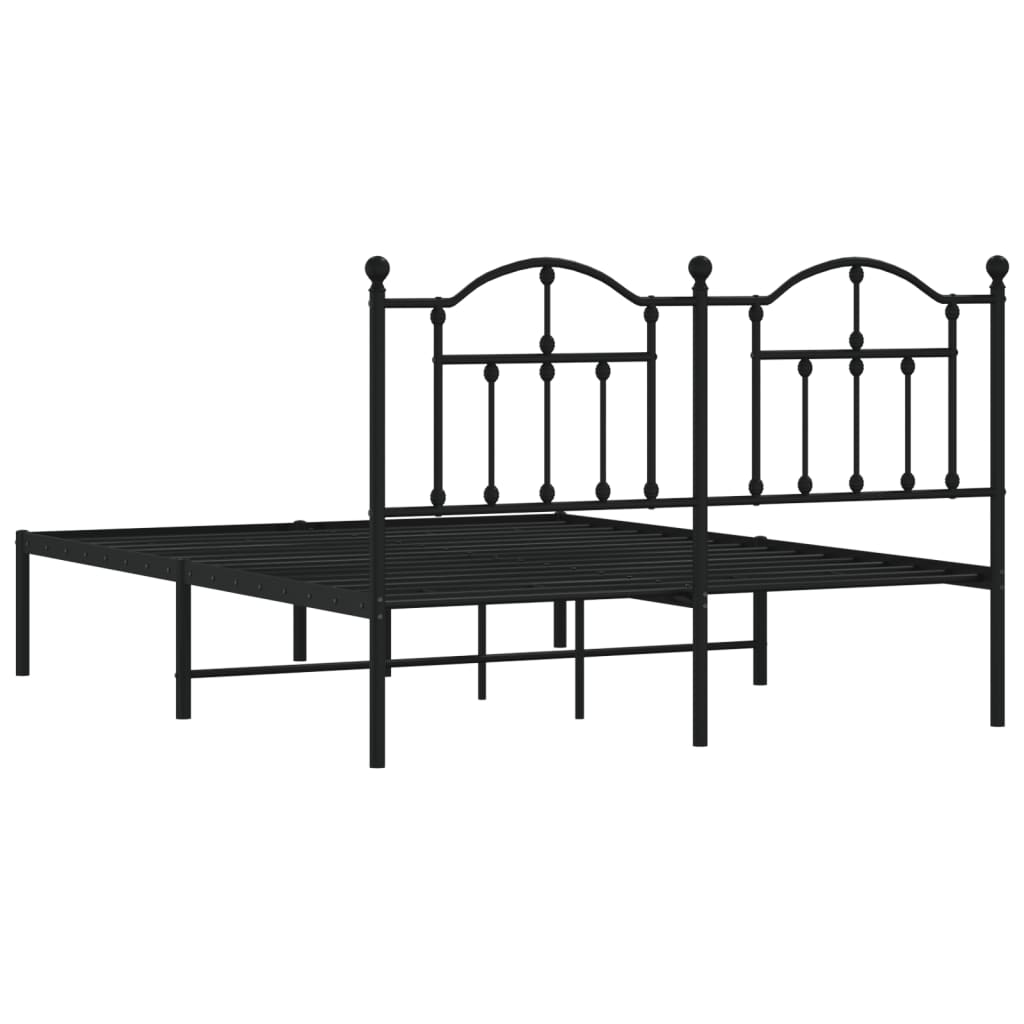 Metal Bed Frame without Mattress with Headboard Black 59.1"x78.7"