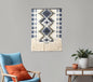 26" X 47" Blue and Off White Southwestern Cotton Macrame Hanging Tapestry Wall Decor