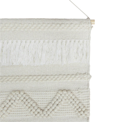 26" X 51" Cream Geometric Cotton Macrame Hanging Tapestry Wall Decor