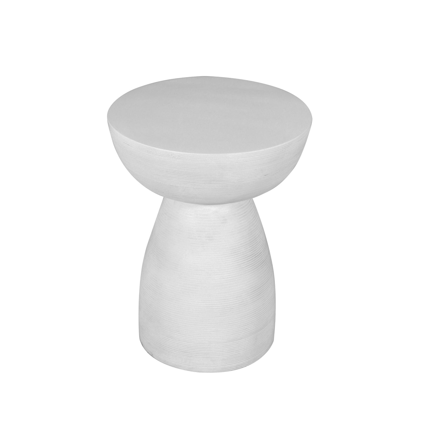 22" White Distressed Solid Wood Round End Table