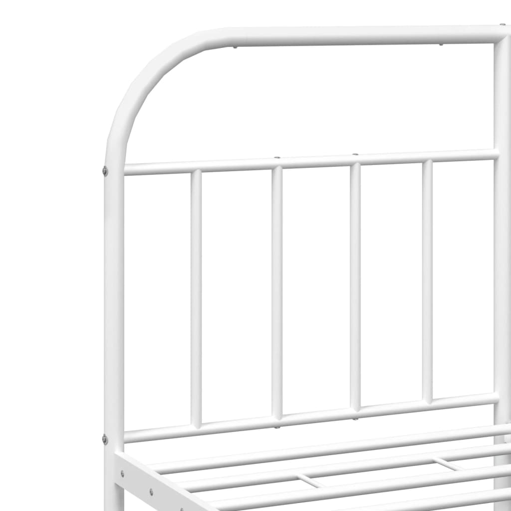 Metal Bed Frame without Mattress with Footboard White 72"x83.9"