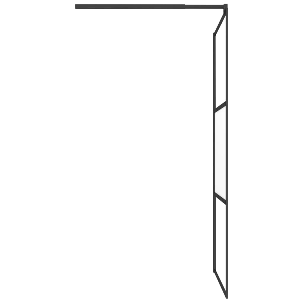 Walk-in Shower Wall 39.4"x76.8" Half Frosted ESG Glass Black