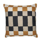 20" Navy Blue Check Throw Pillow With Embroidery