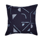 20" Blue Geometric Cotton Blend Throw Pillow With Embroidery