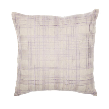 20" White and Black Check Cotton Blend Throw Pillow With Embroidery