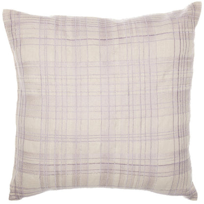 20" White and Black Check Cotton Blend Throw Pillow With Embroidery