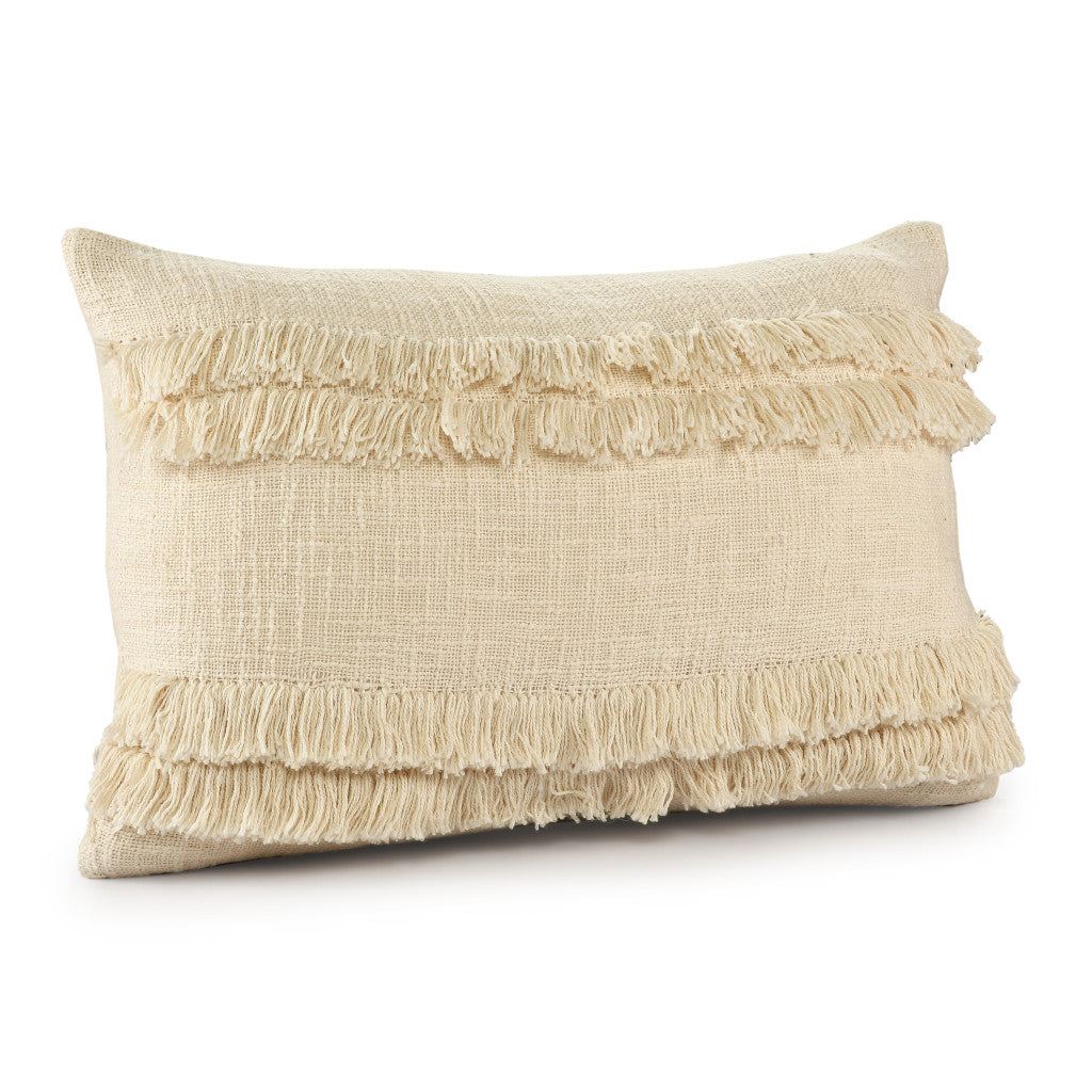 20" X 20" Cream 100% Cotton Zippered Pillow