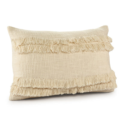 14" X 36" Cream 100% Cotton Zippered Pillow