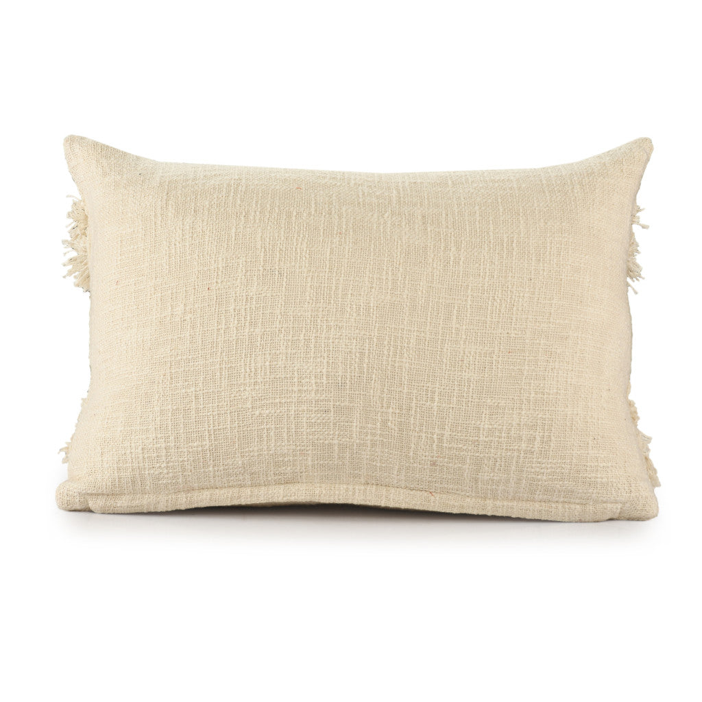 14" X 36" Cream 100% Cotton Zippered Pillow