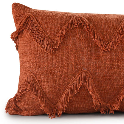 14" X 36" Orange 100% Cotton Zippered Pillow