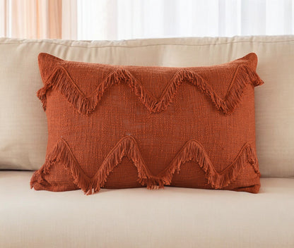 14" X 36" Orange 100% Cotton Zippered Pillow