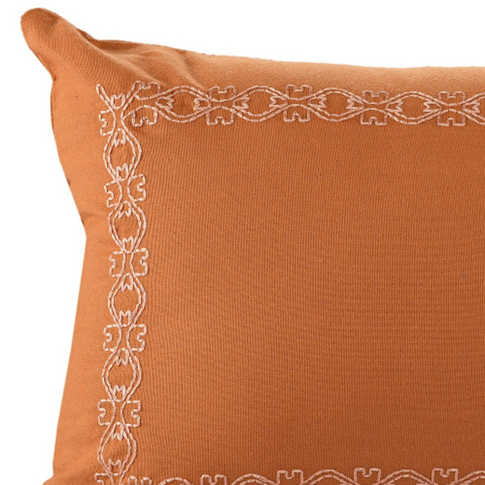 20" X 20" Orange And Dark Orange 100% Cotton Geometric Zippered Pillow