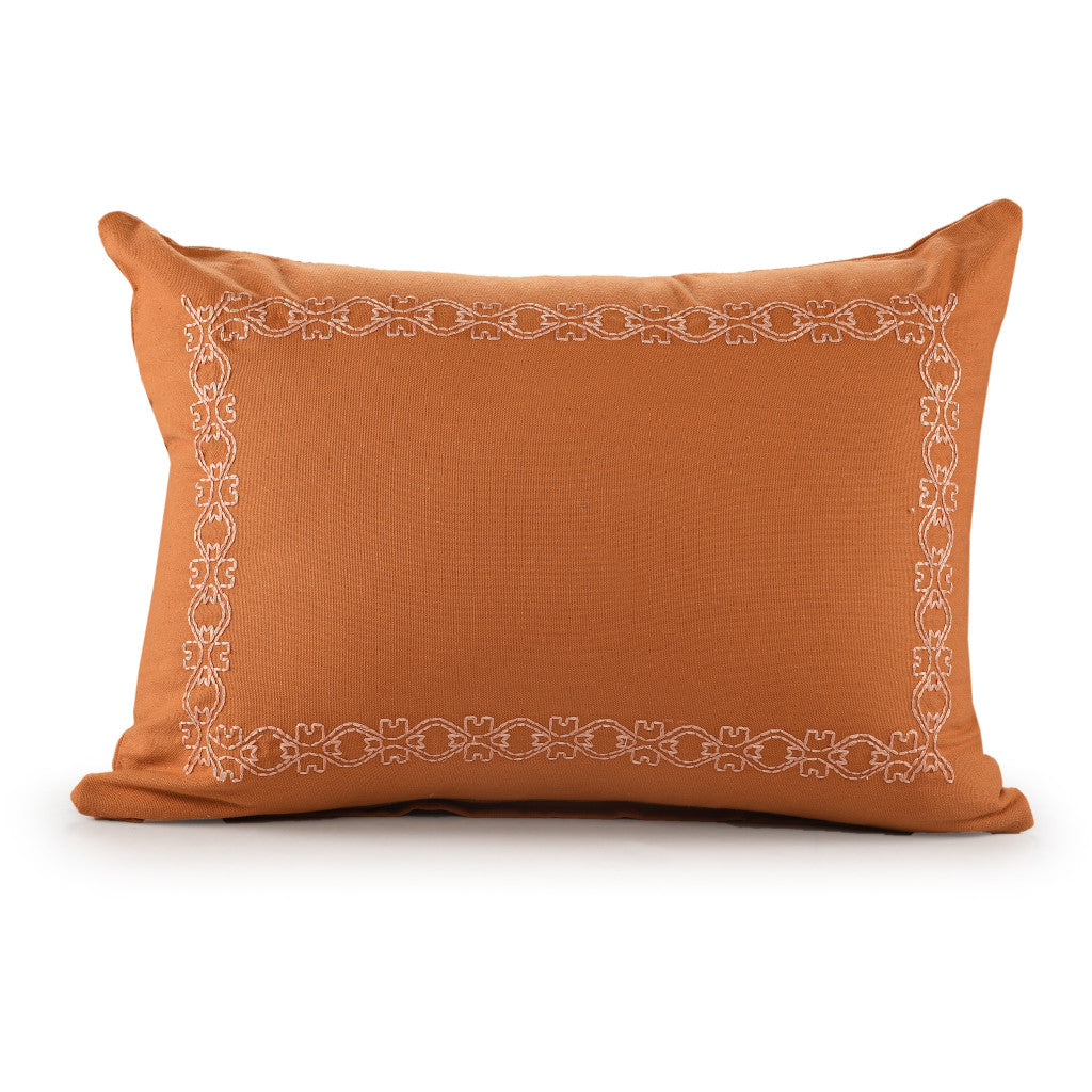 20" X 20" Orange And Dark Orange 100% Cotton Geometric Zippered Pillow