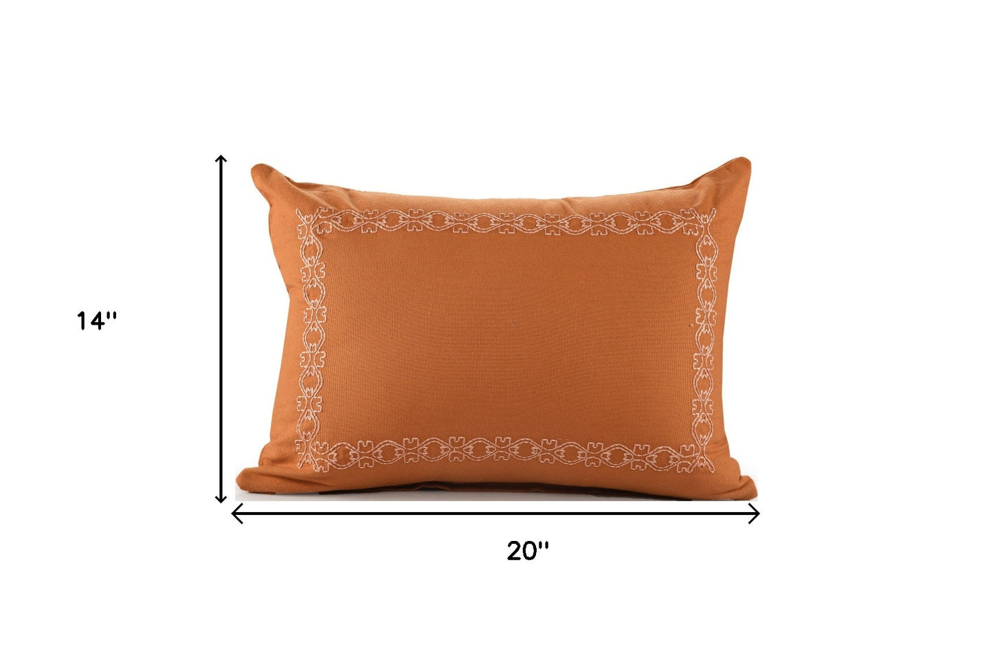 20" X 20" Orange And Dark Orange 100% Cotton Geometric Zippered Pillow