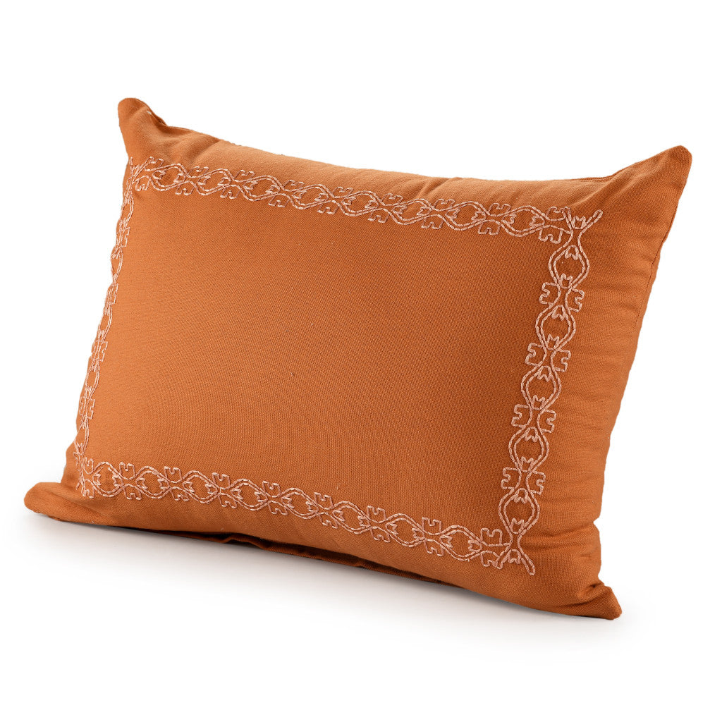 20" X 20" Orange And Dark Orange 100% Cotton Geometric Zippered Pillow