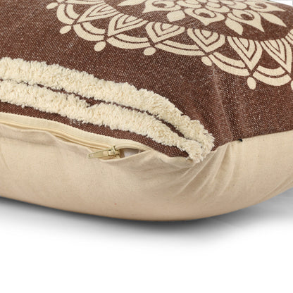 14" X 36" Brown And White 100% Cotton Striped Zippered Pillow