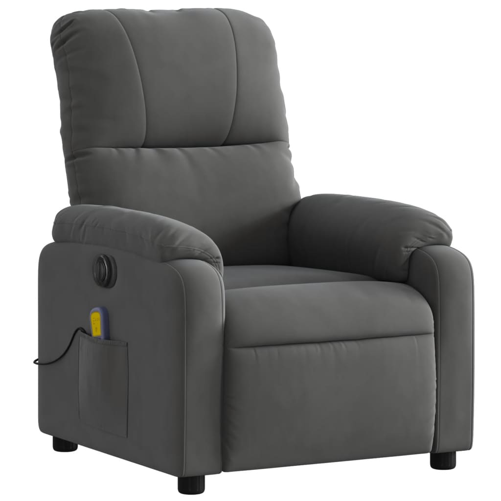 Electric Massage Recliner Chair Dark Gray Microfiber Fabric