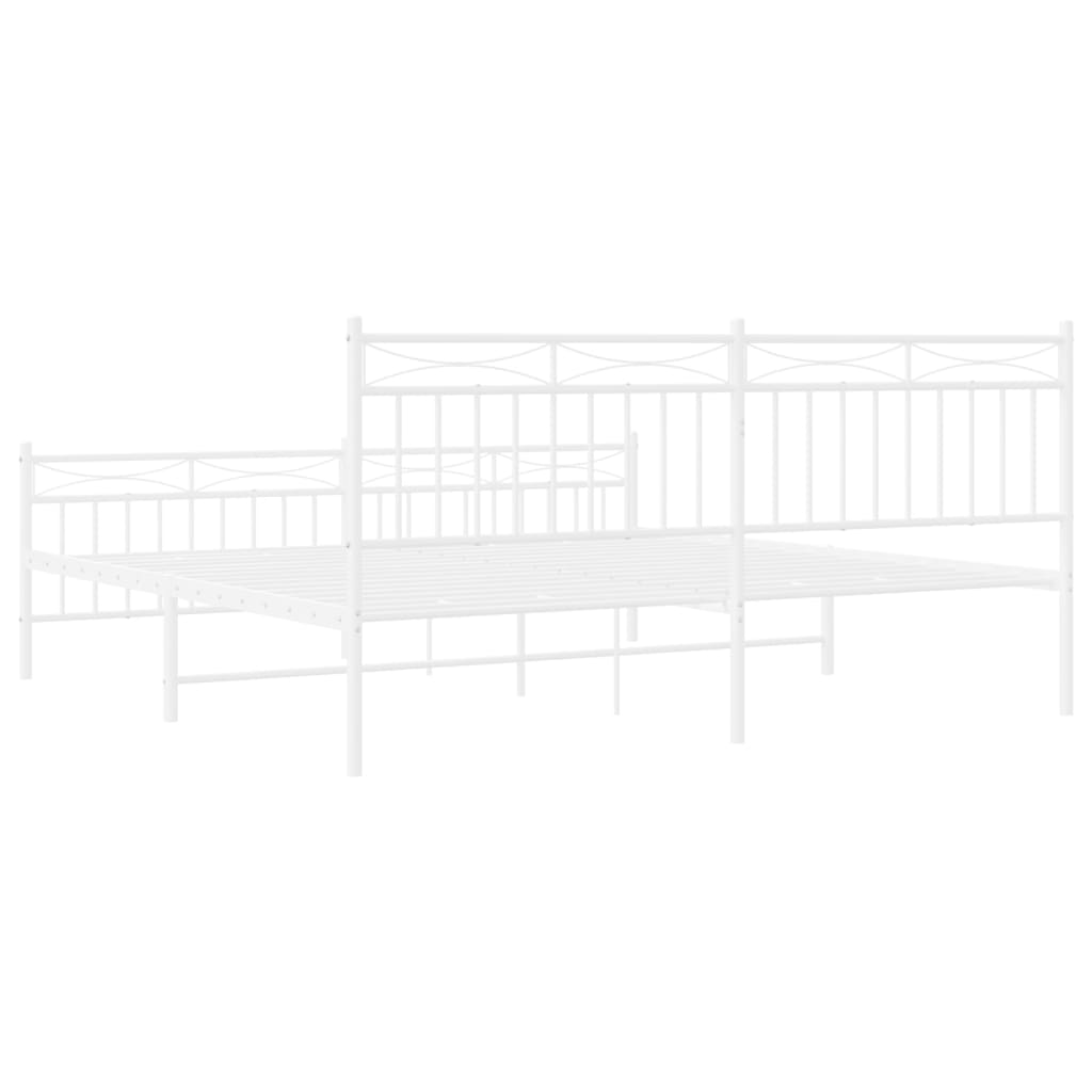 Metal Bed Frame without Mattress with Footboard White 72"x83.9"