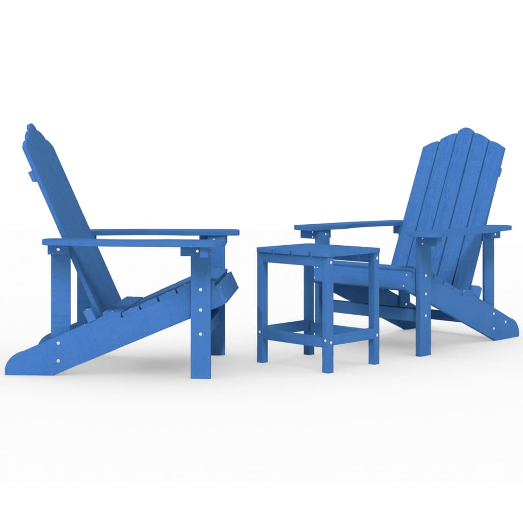 Patio Adirondack Chairs with Table HDPE Aqua Blue