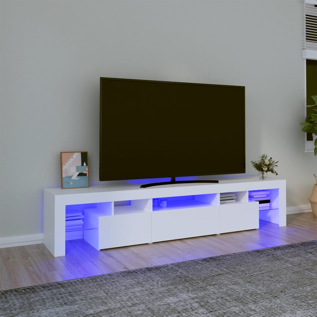 TV Stand with LED Lights Concrete Gray 102.4"x14.4"x15.7"