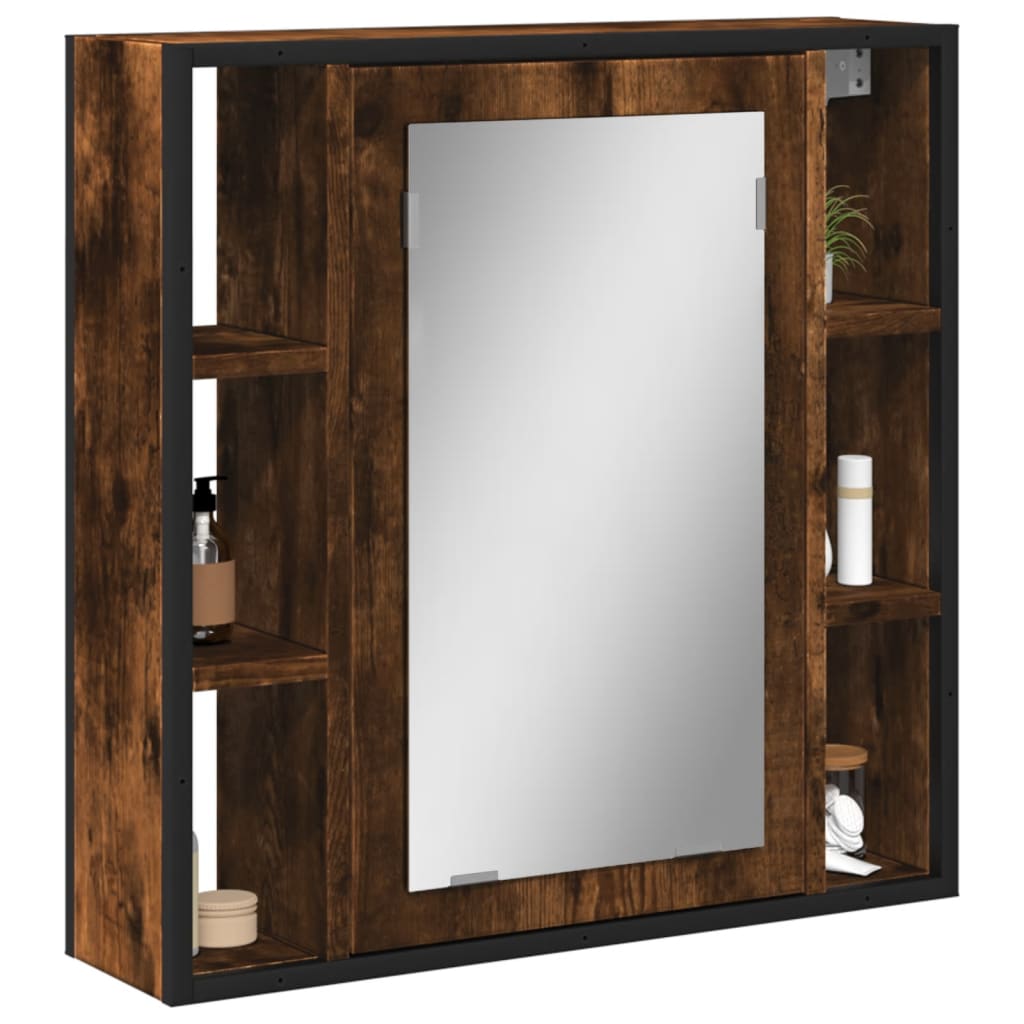 Bathroom Mirror Cabinet Smoked Oak 23.6"x6.3"x23.6" Engineered Wood