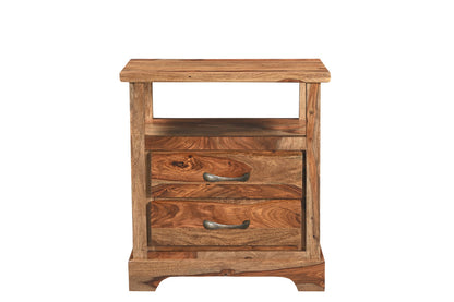 27" Brown Two Drawer Solid Wood Nightstand