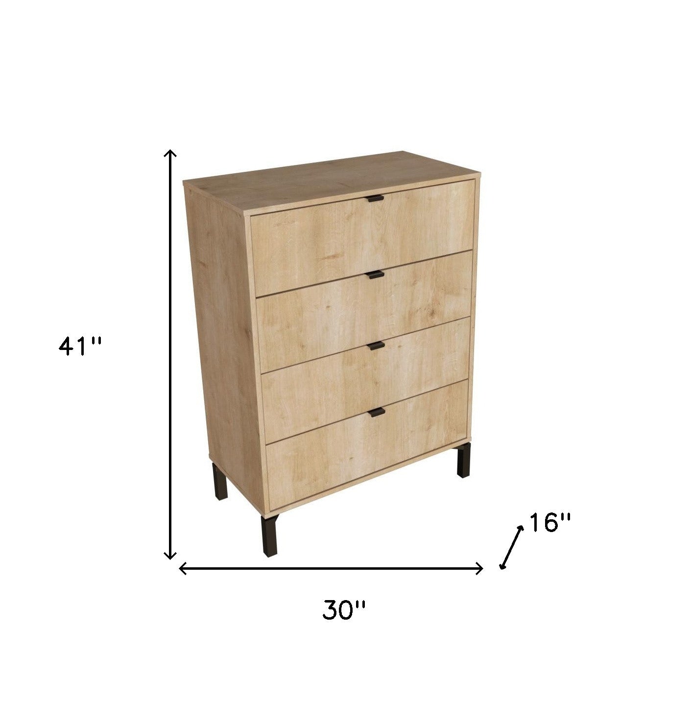 30" Natural Four Drawer Dresser