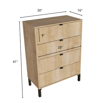 30" Natural Four Drawer Dresser