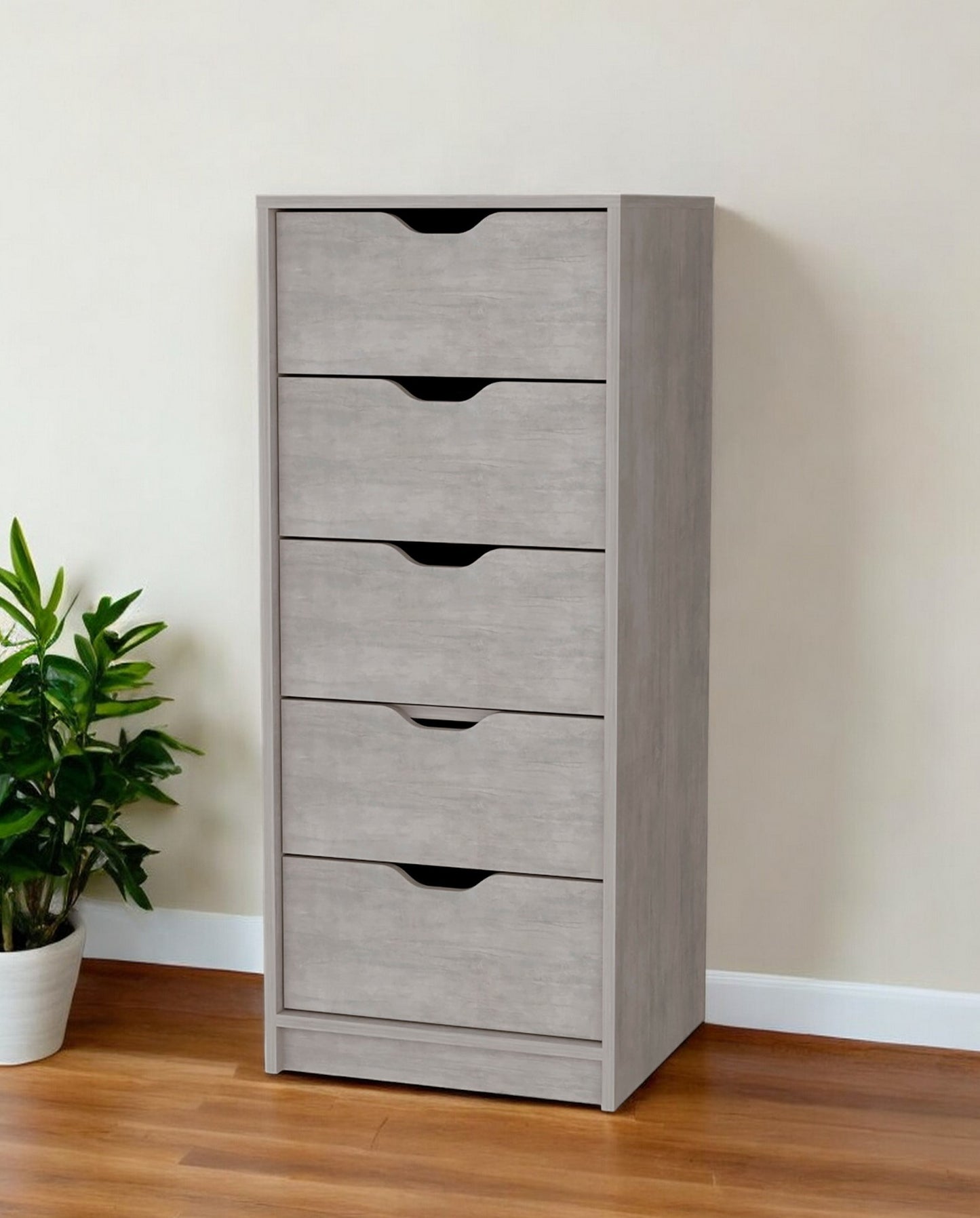 18" Gray Five Drawer Standard Chest