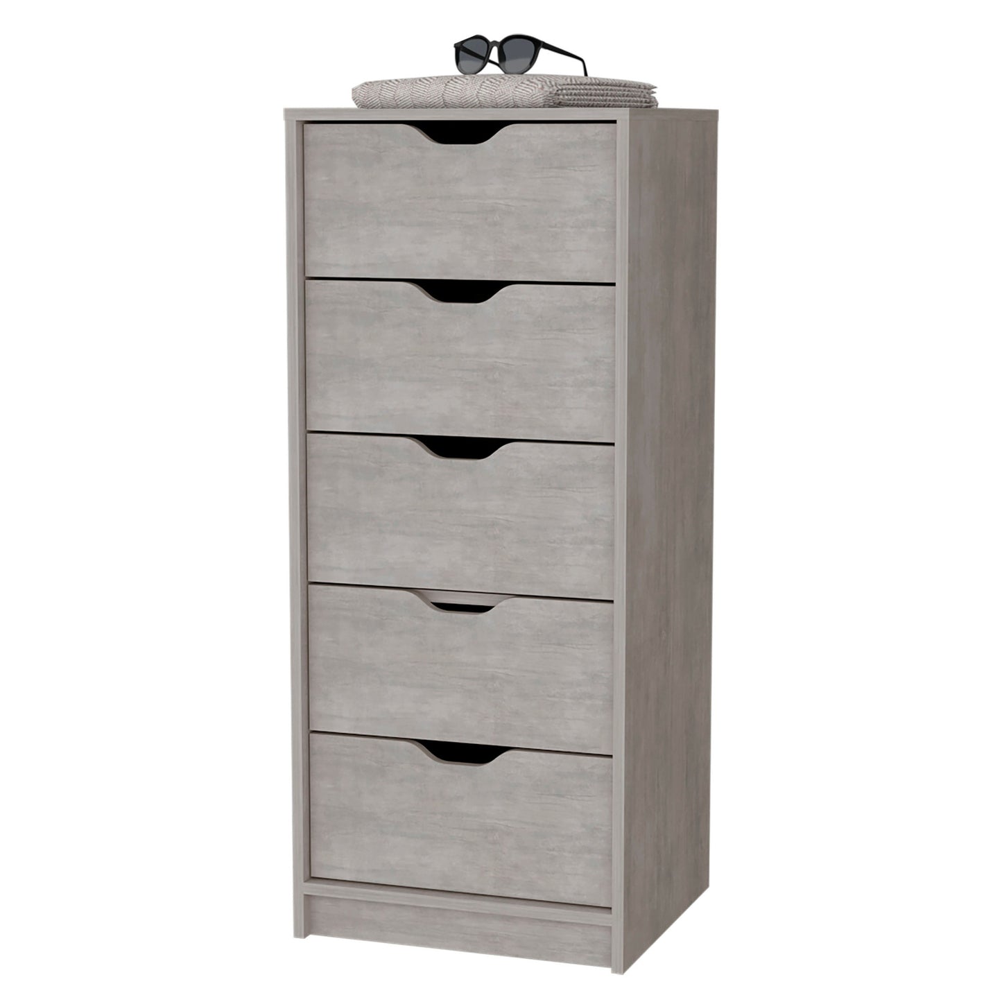 18" Gray Five Drawer Standard Chest