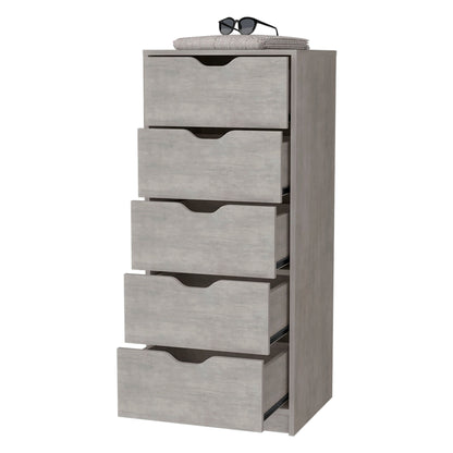 18" Gray Five Drawer Standard Chest