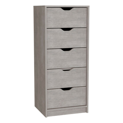 18" Gray Five Drawer Standard Chest