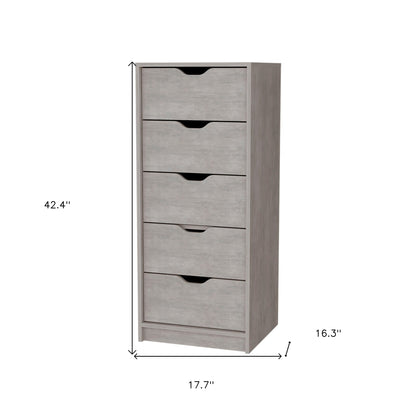 18" Gray Five Drawer Standard Chest