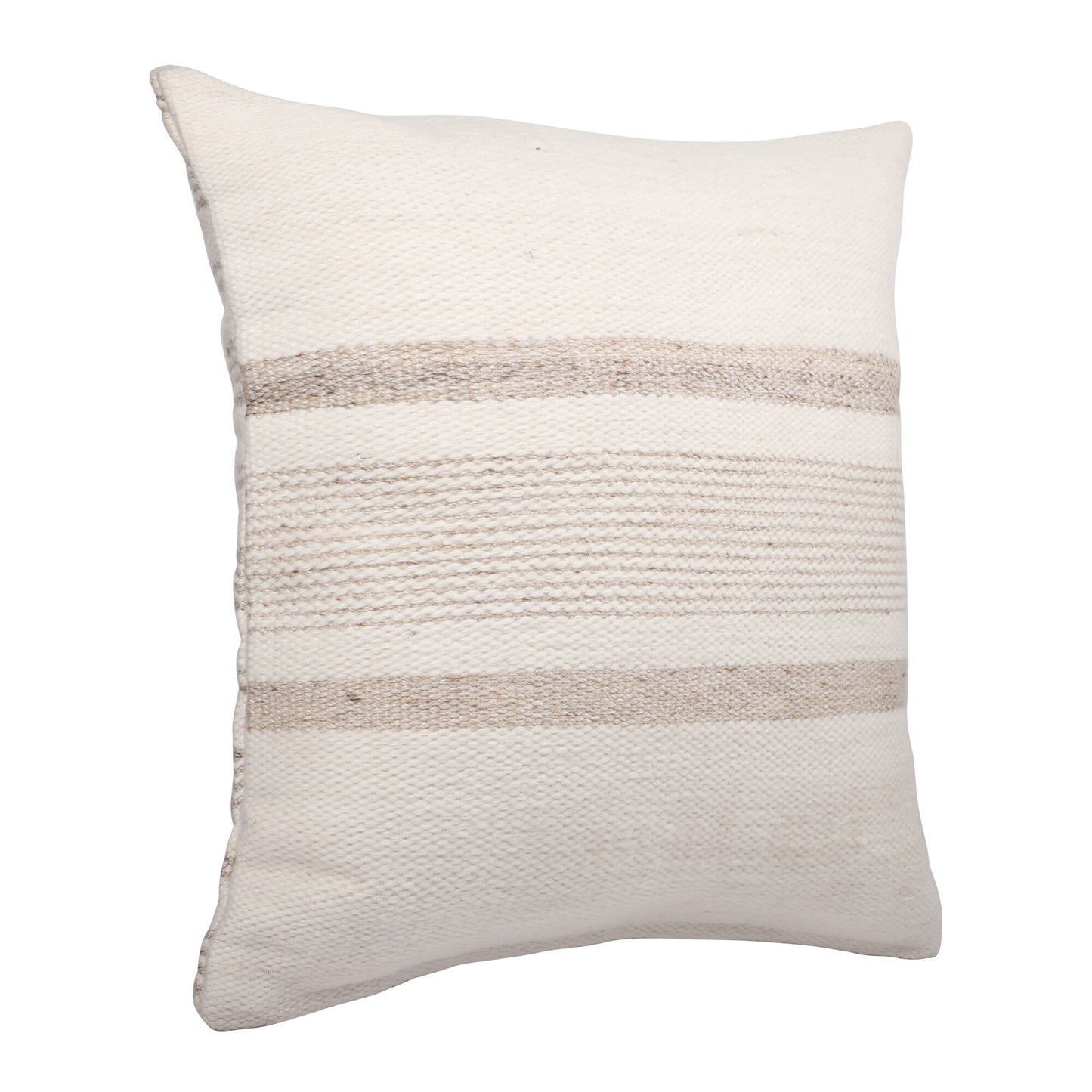 20" White and Natural Striped Throw Pillow