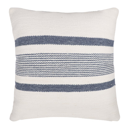 20" White and Natural Striped Throw Pillow