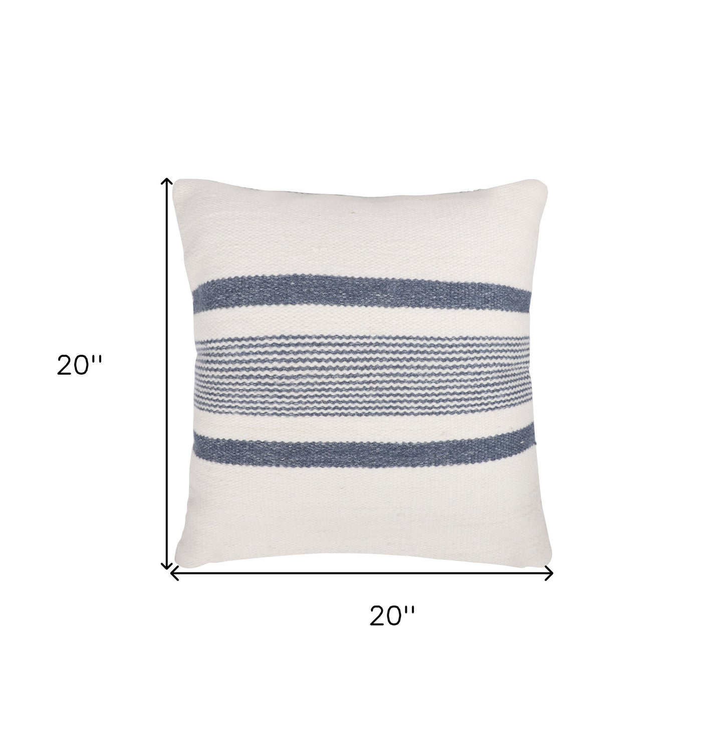 20" White and Natural Striped Throw Pillow