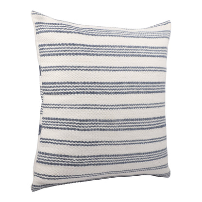 20" White and Natural Striped Throw Pillow