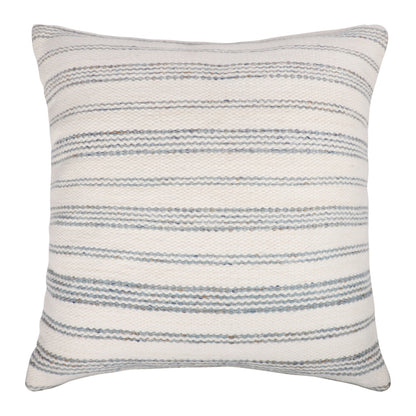 20" White and Natural Striped Throw Pillow