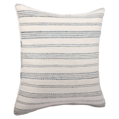 20" White and Natural Striped Throw Pillow