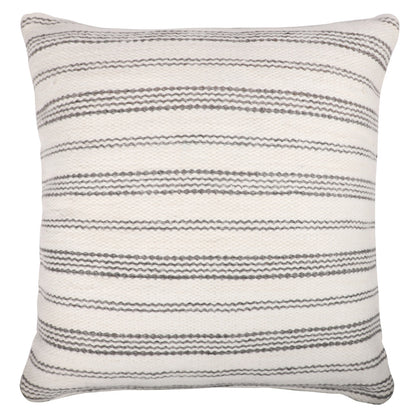 20" White and Natural Striped Throw Pillow