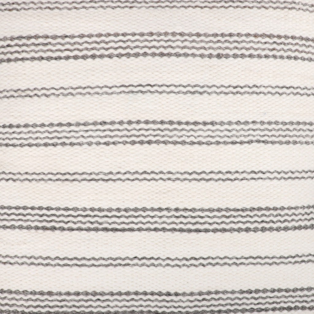 20" White and Natural Striped Throw Pillow