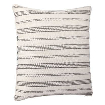 20" White and Natural Striped Throw Pillow