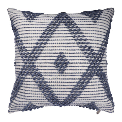 20" White and Natural Diamond Throw Pillow