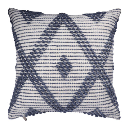 20" White and Natural Diamond Throw Pillow