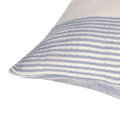 22" Blue Striped Cotton Throw Pillow