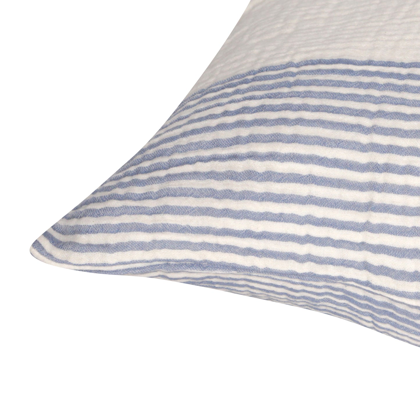 22" Blue Striped Cotton Throw Pillow