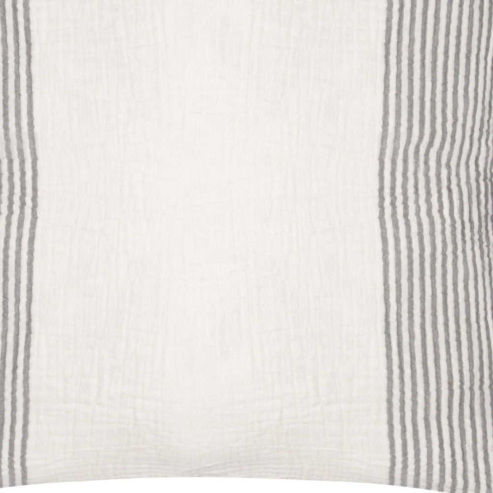 22" Blue Striped Cotton Throw Pillow